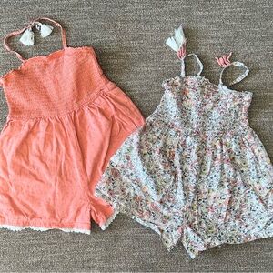 Adorable Kids Romper Duo in Coral and Floral